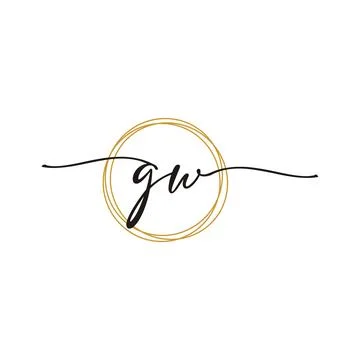 G W Initial Script Letter Beauty Logo Template Illustrazione stock