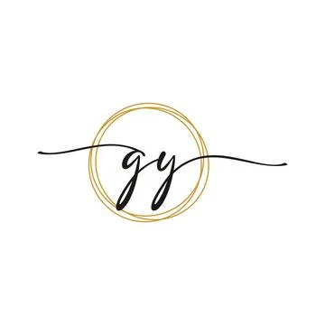 G Y Initial Script Letter Beauty Logo Template Illustrazione stock