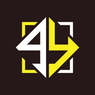 G Y Initials quadrangle monogram with square Stock Illustration