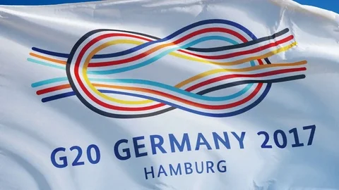 G20 Group of Twenty flag waving in slow motion. Stock-Footage 76866728