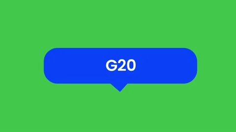 G20 text on Speech Bubble Animation. 4K motion graphics on green background. Stock Footage 238526119