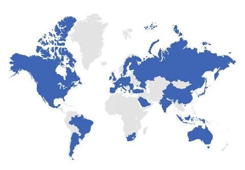 G20 world map countries infographic. Saudi Arabia Turkey Brazil european G20 Stock Illustration
