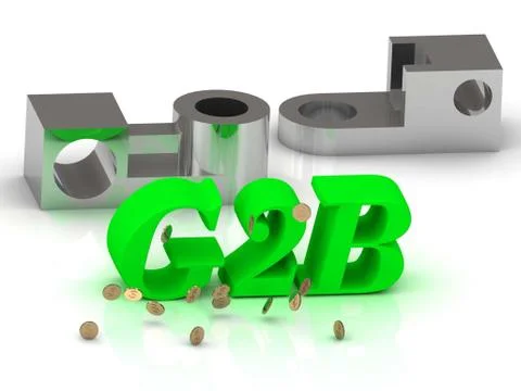 G2B- words of color letters and silver details on white background Stock Illustration