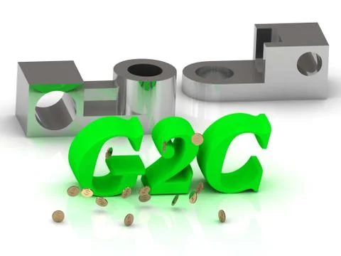 G2C- words of color letters and silver details on white background Stock Illustration