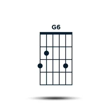 G6, Basic Guitar Chord Chart Icon Vector Template 스톡 일러스트