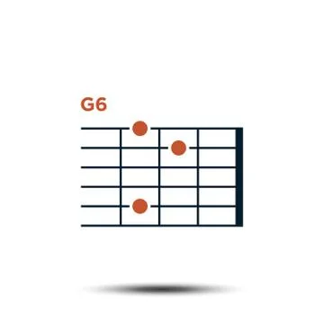 G6, Basic Guitar Chord Chart Icon Vector Template 스톡 일러스트
