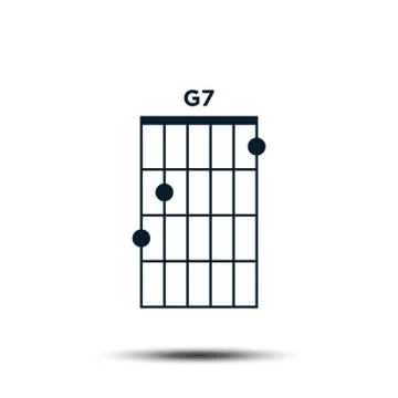 G7, Basic Guitar Chord Chart Icon Vector Template Stock Illustration