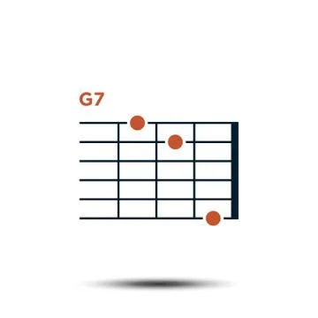 G7, Basic Guitar Chord Chart Icon Vector Template Stock Illustration