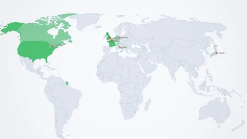 G7 Summit Countries Highlighted on Light Map Stock Footage 341360820