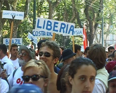 G8 protest in Genoa 2001 Stock Footage 110763265