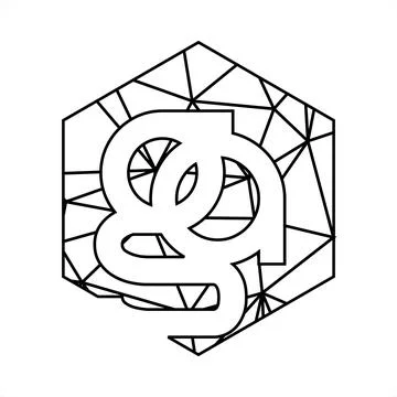 GA, AG initials line art geometric logo Illustrazione stock