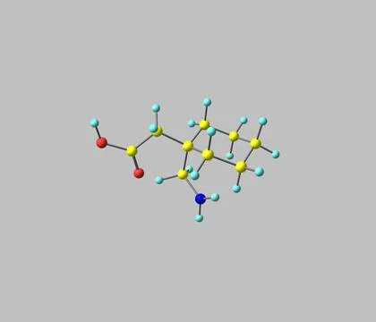 Gabapentin molecule isolated on grey Stock Illustration