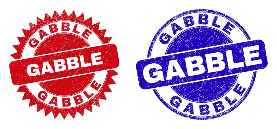 GABBLE Rounded and Rosette Stamp Seals with Distress Style イラスト素材