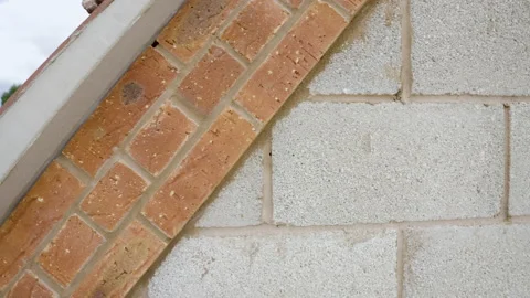 Gable End With Brick Block And Roof Pan Stock Footage 239690897