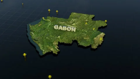 Gabon 3D Map With Animation Stock Footage 305933934