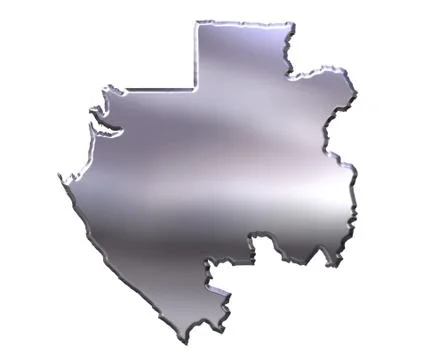 Gabon 3D Silver Map Stock Illustration