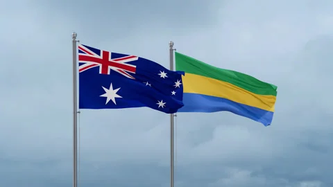 Gabon and Australia flag Stock Footage 252129579