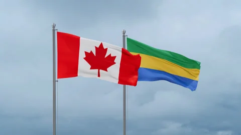 Gabon and Canada flag Stock Footage 252023708