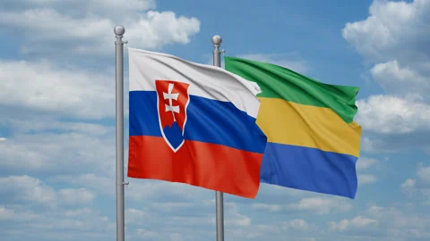 Gabon and Slovakia two flags Video stock 269381782