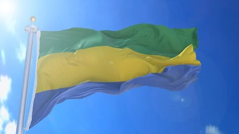 Gabon animated flag pack in 3D and isolated background Video stock 119931193
