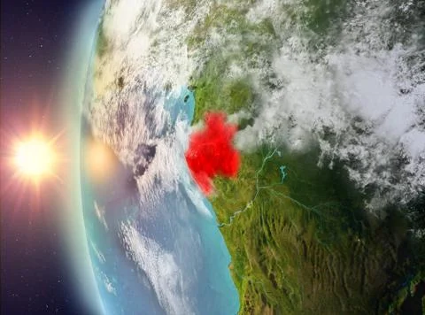 Gabon during sunset from space 스톡 일러스트