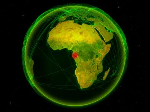 Gabon on Earth with network Stock Illustration