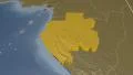 Gabon extruded. Bumps. Graticule. 4k or 4k+ Resolution