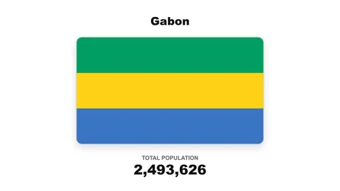 Gabon - Flag And Population Statistics - Digital Graphics Stock Footage 342623896