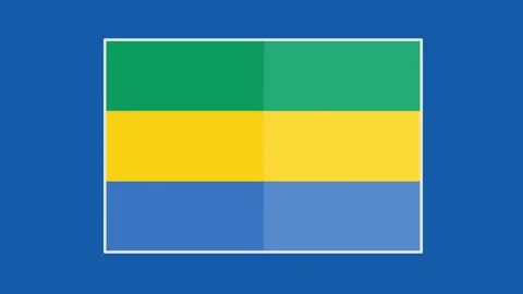 Gabon flag animation on blue background with smooth looping rectangular frame Stock Footage 331127788