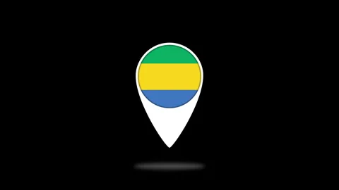 Gabon flag bouncing on a location map pin Stock Footage 325042821