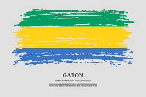 Gabon flag with brush stroke effect and information text poster, vector Illustrazione stock