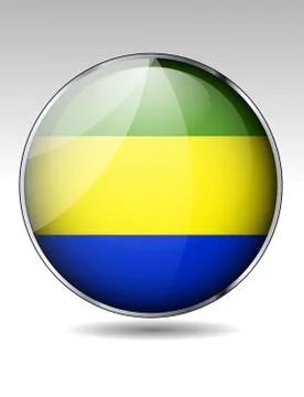 Gabon flag button Stock Illustration