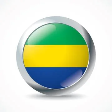 Gabon flag button Stock Illustration