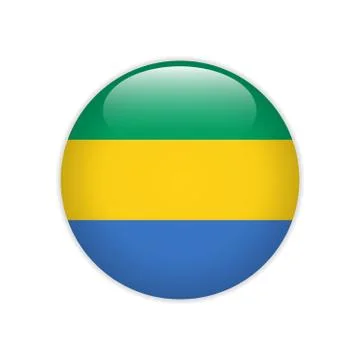 Gabon flag on button Stock Illustration