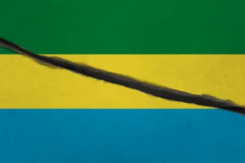 Gabon flag cracked Stock Illustration