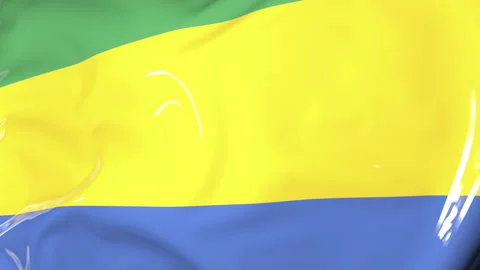 The Gabon Flag Flutters in the Wind. Animation 3d Видео 205953017