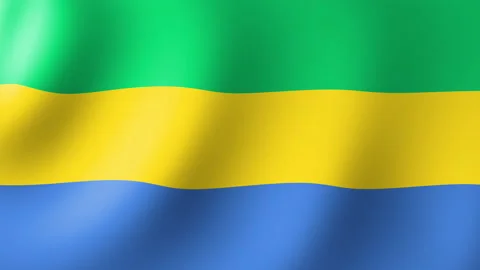 The Gabon Flag Flutters in the Wind. Seamless Animation 3d Vídeo Stock 200838015