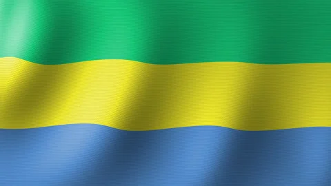 The Gabon Flag Flutters in the Wind. Seamless Animation 3d Vídeo Stock 200921936