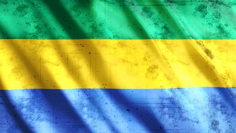 Gabon Flag Grunge Stock Footage 123754267