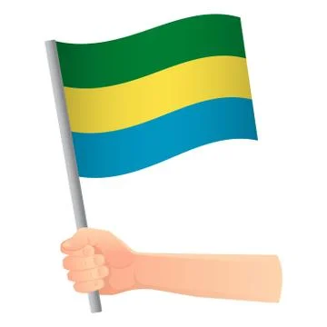 Gabon flag in hand Stock Illustration