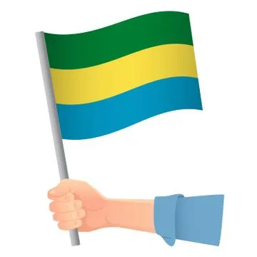 Gabon flag in hand Stock Illustration