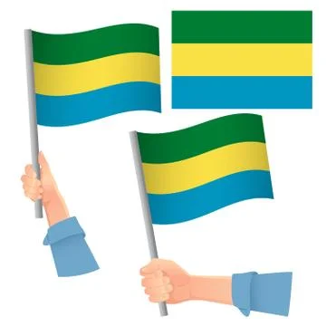 Gabon flag in hand set Stock Illustration