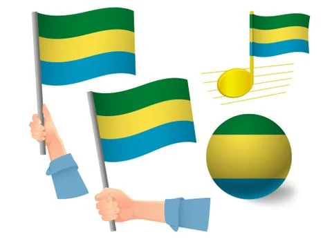Gabon flag icon set Stock Illustration