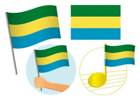Gabon flag icon set Stock Illustration