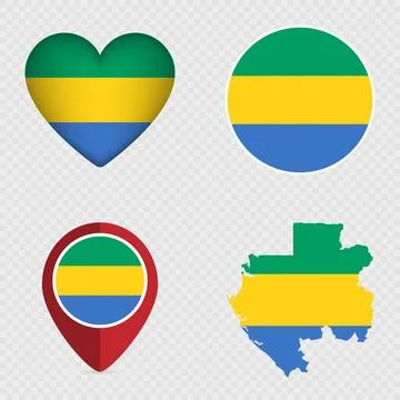 Gabon Flag Icons Pack. Vector illustration. Stock Illustration