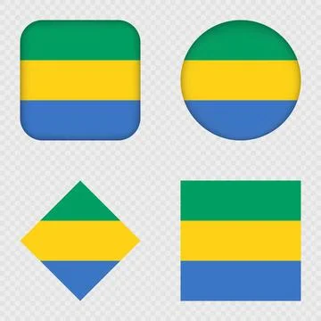 Gabon Flag Icons Pack. Vector illustration. Stock Illustration