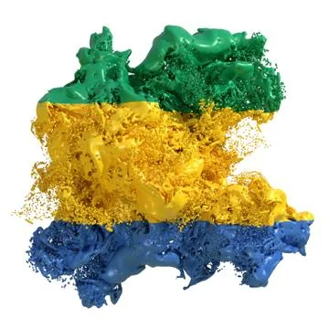 Gabon flag liquid Stock Illustration