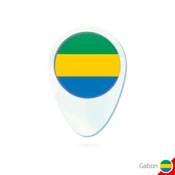 Gabon flag location map pin icon on white background. Stock Illustration