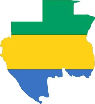 Gabon Flag in Map, Gabon Map with Flag, Country Map, Gabon Map with Flag, N.. Illustrazione stock