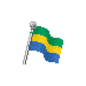 Gabon Flag in Pixel Art Stock Illustration